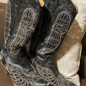 Corral sequin winged black boots